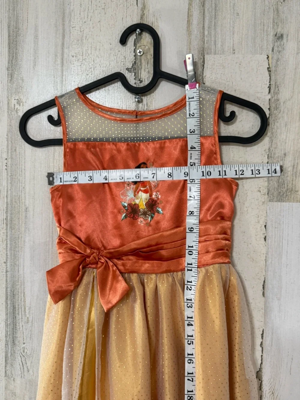 Moana Inspired Costume Dress Gold Orange Satin - Picture 7 of 15